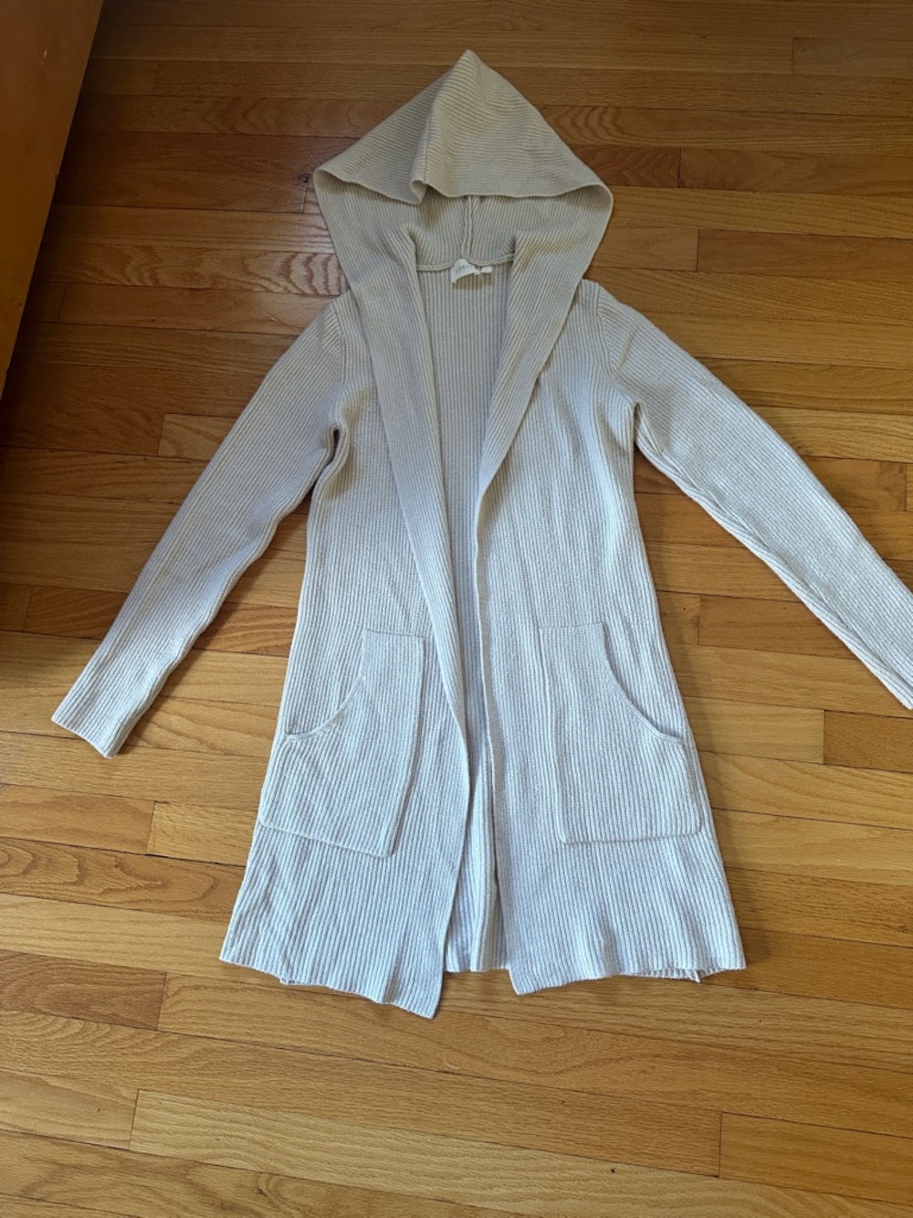 Cyrus Hooded Open-Front Ribbed Sweater Cardigan